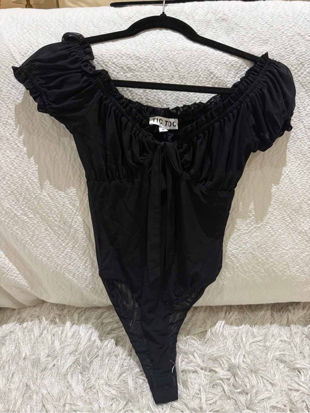 Tic Toc Black Off-Shoulder Bodysuit